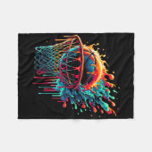 Farbenfrohe Basketball-Drilling Color Splash Hoop Fleecedecke (Vorderseite (Horizontal))