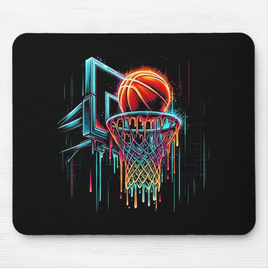 Farbenfrohe Basketball-Drilling Color Splash Hoop Mousepad (Vorne)