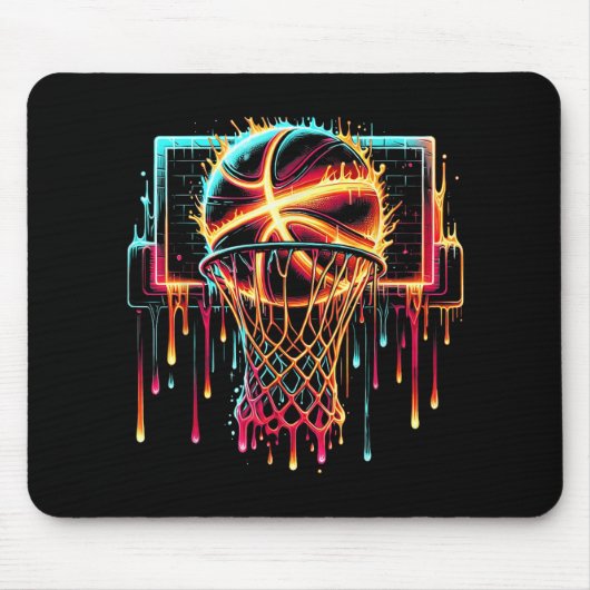 Farbenfrohe Basketball-Drilling Color Splash Hoop Mousepad (Vorne)