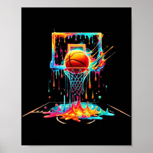 Farbenfrohe Basketball-Drilling Color Splash Hoop  Poster