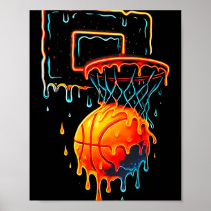 Farbenfrohe Basketball-Drilling Color Splash Hoop  Poster