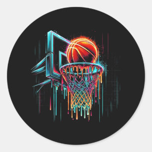 Farbenfrohe Basketball-Drilling Color Splash Hoop  Runder Aufkleber