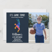 Farbenfrohe Basketball Einladung zum Foto (Vorderseite)