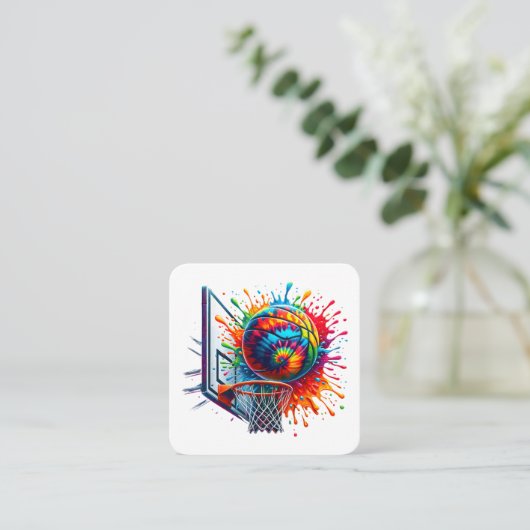 Farbenfrohe Basketball-Gefärbte Krawatte - Farbpal Quadratische Visitenkarte (Stehend Vorderseite)