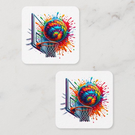 Farbenfrohe Basketball-Gefärbte Krawatte - Farbpal Quadratische Visitenkarte (Vorne/Hinten)