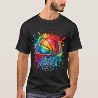 Farbenfrohe Basketball-Gefärbte Krawatte - Farbpal T-Shirt