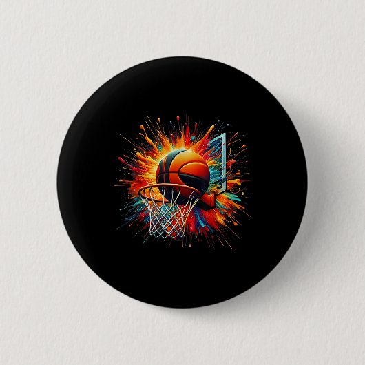Farbenfrohe Basketball-Gefärbte Krawatte Farbschla Button (Vorderseite)