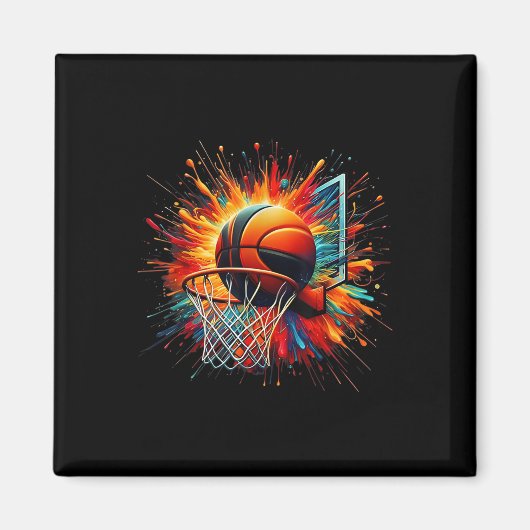 Farbenfrohe Basketball-Gefärbte Krawatte Farbschla Magnet (Vorne)