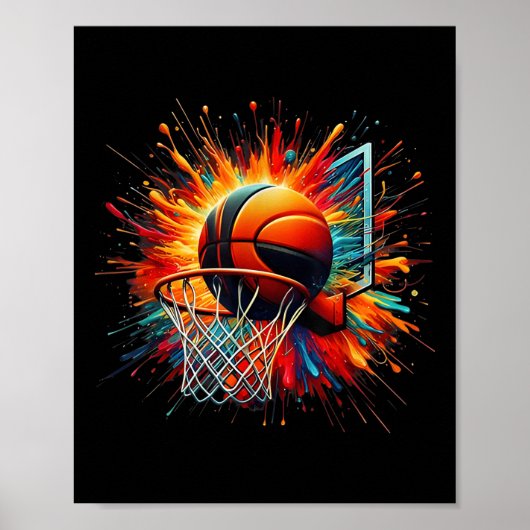 Farbenfrohe Basketball-Gefärbte Krawatte Farbschla Poster (Vorne)