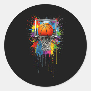 Farbenfrohe Basketball-Gefärbte Krawatte Farbschla Runder Aufkleber