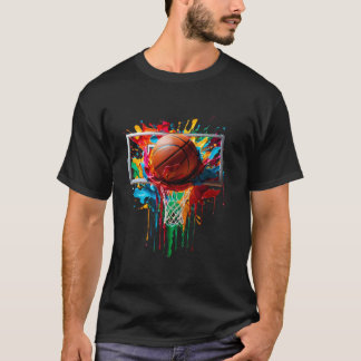 Farbenfrohe Basketball-Gefärbte Krawatte Farbschla T-Shirt