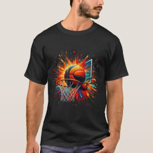 Farbenfrohe Basketball-Gefärbte Krawatte Farbschla T-Shirt
