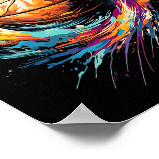 Farbenfrohe Basketball Gefärbte Krawatte Splash Ba Poster (Ecke)