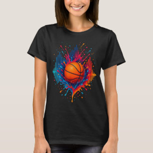 Farbenfrohe Basketball Gefärbte Krawatte Splash So T-Shirt