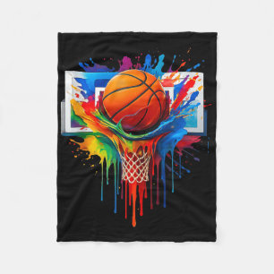Farbenfrohe Basketball Rainbow Color Splash Hoop N Fleecedecke