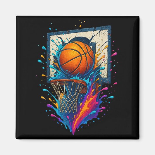 Farbenfrohe Basketball Slam Dunk Splash Hoop Backb Magnet (Vorne)