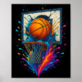 Farbenfrohe Basketball Slam Dunk Splash Hoop Backb Poster (Vorne)