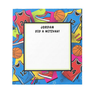Farbenfrohe Basketball Sport Personalisiert Mitzva Notizblock