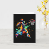 Farbenfrohe Basketballspielermädchen Karte (Gelbe Blume)
