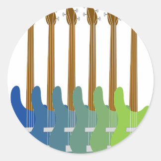 Farbenfrohe Bass Guitars Runder Aufkleber
