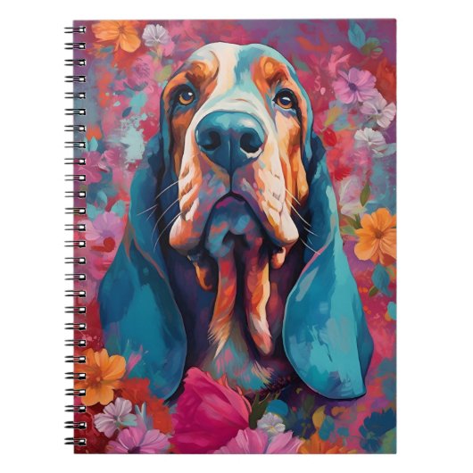 Farbenfrohe Basset Hound Notizblock (Vorderseite)