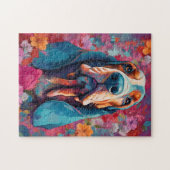 Farbenfrohe Basset Hound Puzzle (Horizontal)
