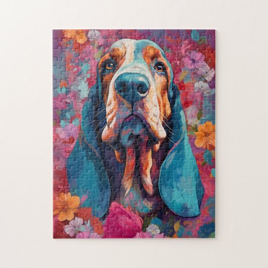 Farbenfrohe Basset Hound Puzzle (Vertikal)