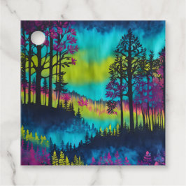 Farbenfrohe Batik Forest Art Geschenketiketts Geschenkanhänger