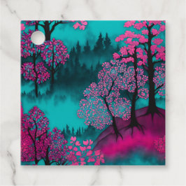 Farbenfrohe Batik Forest Art Geschenketiketts Geschenkanhänger