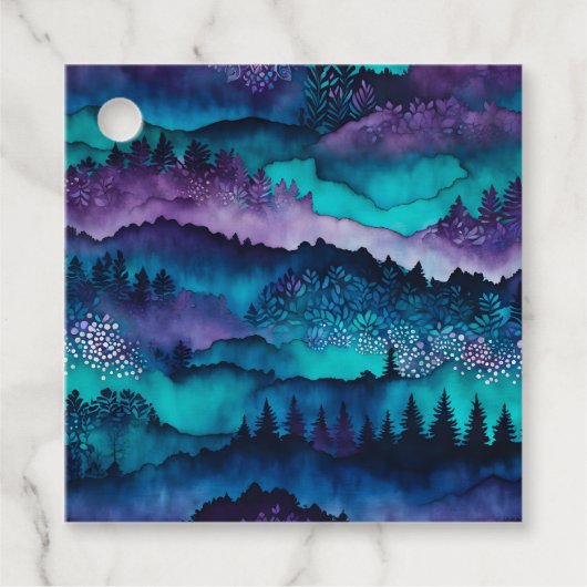 Farbenfrohe Batik Forest Art Geschenketiketts Geschenkanhänger (Vorderseite)