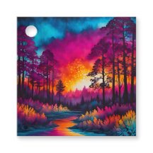 Farbenfrohe Batik Forest Art Geschenketiketts