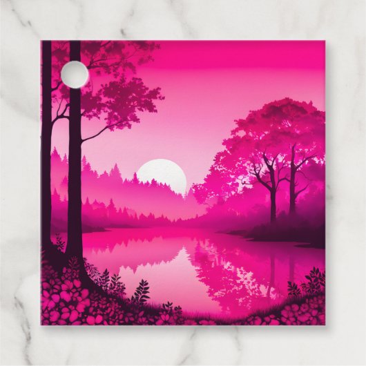 Farbenfrohe Batik Forest Art Geschenketiketts Geschenkanhänger (Vorderseite)