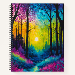 Farbenfrohe Batik Forest Art Spirituosen Notebook Notizblock