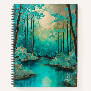 Farbenfrohe Batik Forest Art Spirituosen Notebook Notizblock