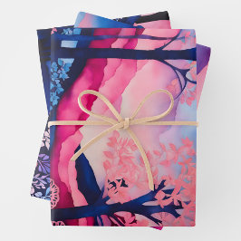 Farbenfrohe Batik Forest Art Wrapping Paper Shees Geschenkpapier Set
