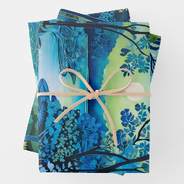 Farbenfrohe Batik Forest Art Wrapping Paper Shees Geschenkpapier Set