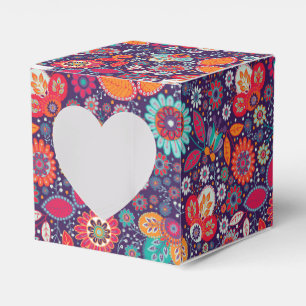 Farbenfrohe Batik-Illustration Natur Blumenmuster Geschenkschachtel
