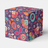 Farbenfrohe Batik-Illustration Natur Blumenmuster Geschenkschachtel (Rückseite)