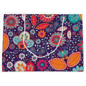 Farbenfrohe Batik-Illustration Natur Blumenmuster Große Geschenktüte (Vorderseite)