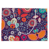 Farbenfrohe Batik-Illustration Natur Blumenmuster Große Geschenktüte (Rückseite)