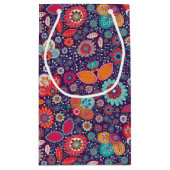 Farbenfrohe Batik-Illustration Natur Blumenmuster Kleine Geschenktüte (Rückseite)