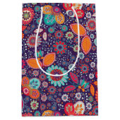 Farbenfrohe Batik-Illustration Natur Blumenmuster Mittlere Geschenktüte (Vorderseite)