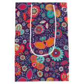 Farbenfrohe Batik-Illustration Natur Blumenmuster Mittlere Geschenktüte (Rückseite)