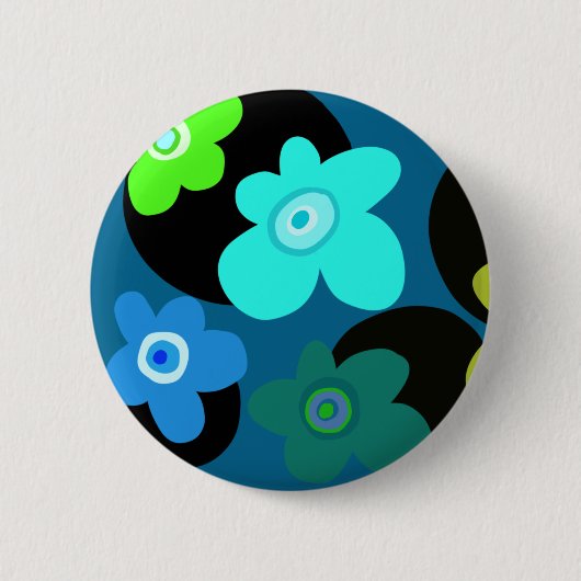 farbenfrohe bäuerliche Blume Button (Vorderseite)