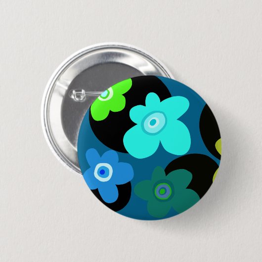 farbenfrohe bäuerliche Blume Button (Vorne & Hinten)