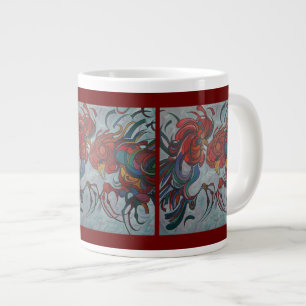 Farbenfrohe Bauernhofrooster Jumbo-Tasse