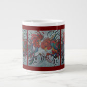 Farbenfrohe Bauernhofrooster Jumbo-Tasse (Vorderseite)