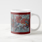 Farbenfrohe Bauernhofrooster Jumbo-Tasse (Rechts)