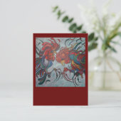 Farbenfrohe Bauernhofrooster Postkarte (Stehend Vorderseite)