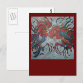 Farbenfrohe Bauernhofrooster Postkarte (Vorne/Hinten)